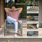 Fauteuil Adirondack en osier pour patio, fauteuil de foyer en rotin résistant aux intempéries, coussins moelleux, dossier haut et incurvé et accoudoirs