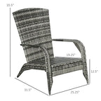 Fauteuil Adirondack en osier pour patio, fauteuil de foyer en rotin résistant aux intempéries, coussins moelleux, dossier haut et incurvé et accoudoirs