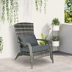 Fauteuil Adirondack en osier pour patio, fauteuil de foyer en rotin résistant aux intempéries, coussins moelleux, dossier haut et incurvé et accoudoirs