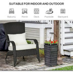 Fauteuil Adirondack en osier pour patio, fauteuil de foyer en rotin résistant aux intempéries, coussins moelleux, dossier haut et incurvé et accoudoirs