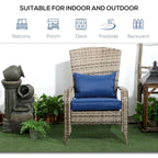 Fauteuil Adirondack en osier pour patio, fauteuil de foyer en rotin résistant aux intempéries, coussins moelleux, dossier haut et incurvé et accoudoirs