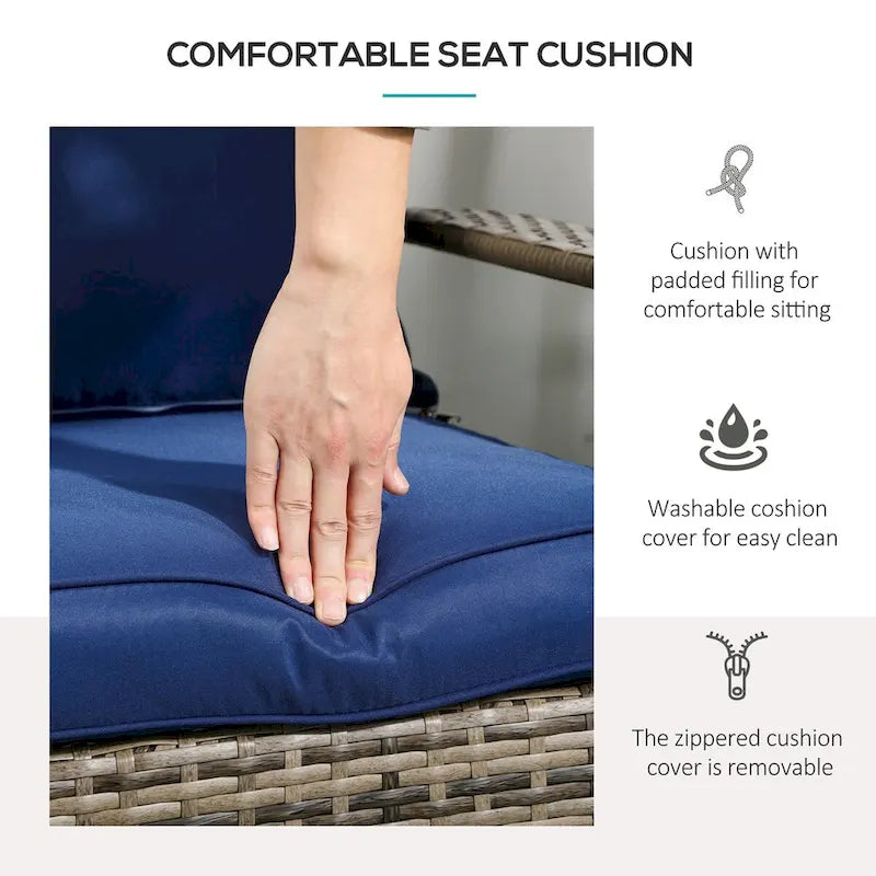 Fauteuil Adirondack en osier pour patio, fauteuil de foyer en rotin résistant aux intempéries, coussins moelleux, dossier haut et incurvé et accoudoirs