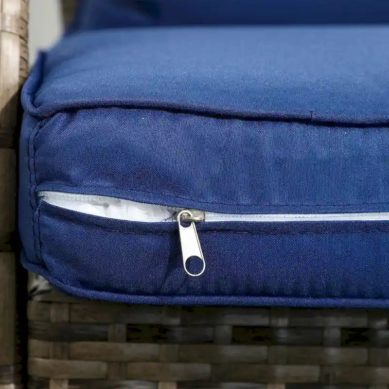 Fauteuil Adirondack en osier pour patio, fauteuil de foyer en rotin résistant aux intempéries, coussins moelleux, dossier haut et incurvé et accoudoirs