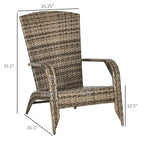 Fauteuil Adirondack en osier pour patio, fauteuil de foyer en rotin résistant aux intempéries, coussins moelleux, dossier haut et incurvé et accoudoirs