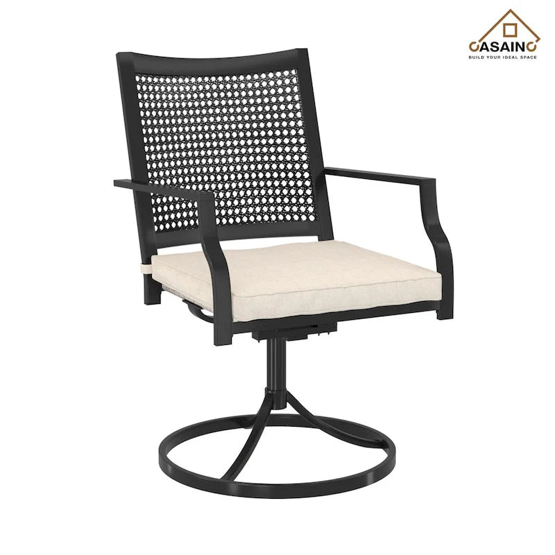 Chaises de salle à manger pivotantes en tissu Textilène et structure en fer (lot de 2)