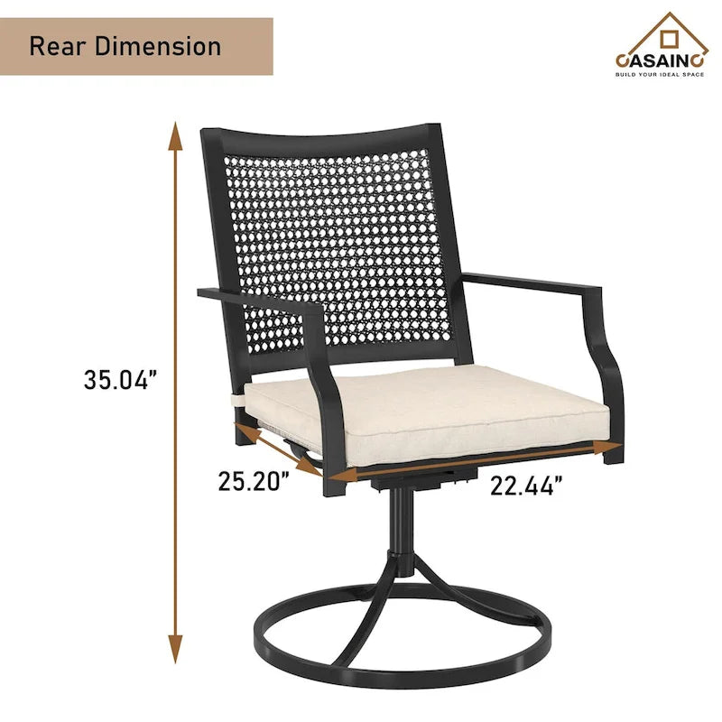 Chaises de salle à manger pivotantes en tissu Textilène et structure en fer (lot de 2)