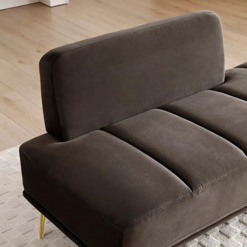 Banc de lit moderne de 143 cm de large, canapé 2 places en velours gris, pouf d'entrée