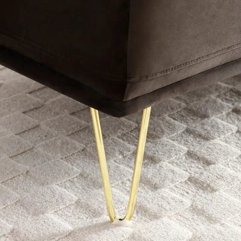 Banc de lit moderne de 143 cm de large, canapé 2 places en velours gris, pouf d'entrée