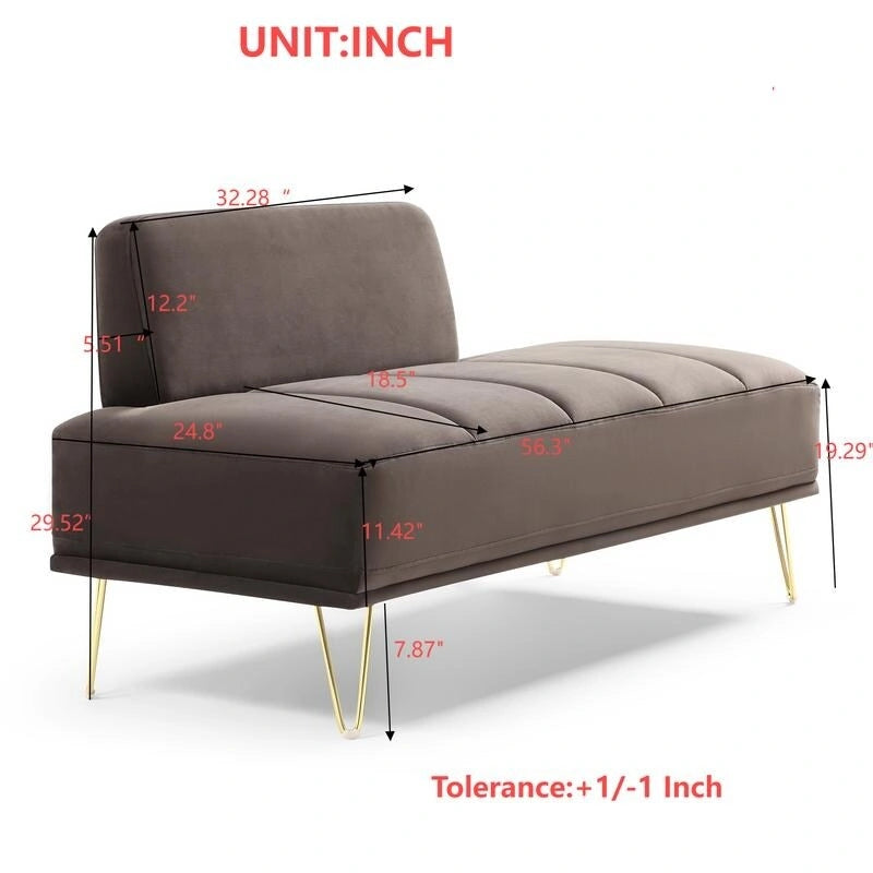 Banc de lit moderne de 143 cm de large, canapé 2 places en velours gris, pouf d'entrée