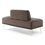 Banc de lit moderne de 143 cm de large, canapé 2 places en velours gris, pouf d'entrée