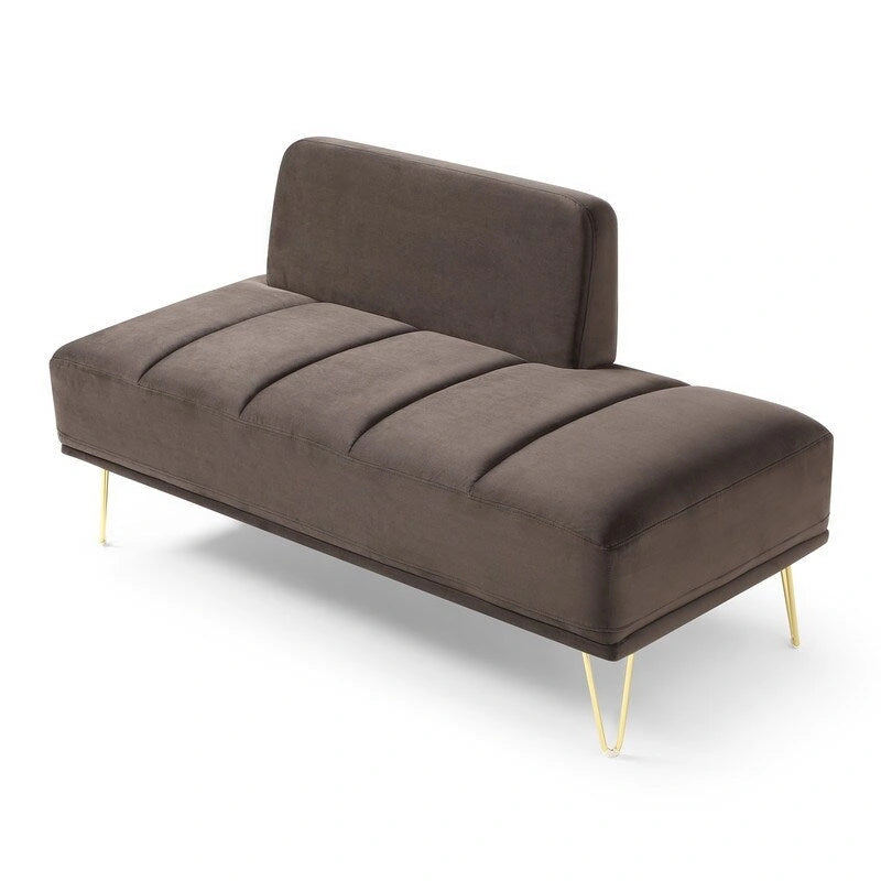 Banc de lit moderne de 143 cm de large, canapé 2 places en velours gris, pouf d'entrée