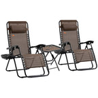 Ensemble fauteuil Gravity avec table d'appoint, fauteuil inclinable pliant avec porte-gobelets et coussins, chaise longue réglable