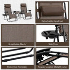 Ensemble fauteuil Gravity avec table d'appoint, fauteuil inclinable pliant avec porte-gobelets et coussins, chaise longue réglable