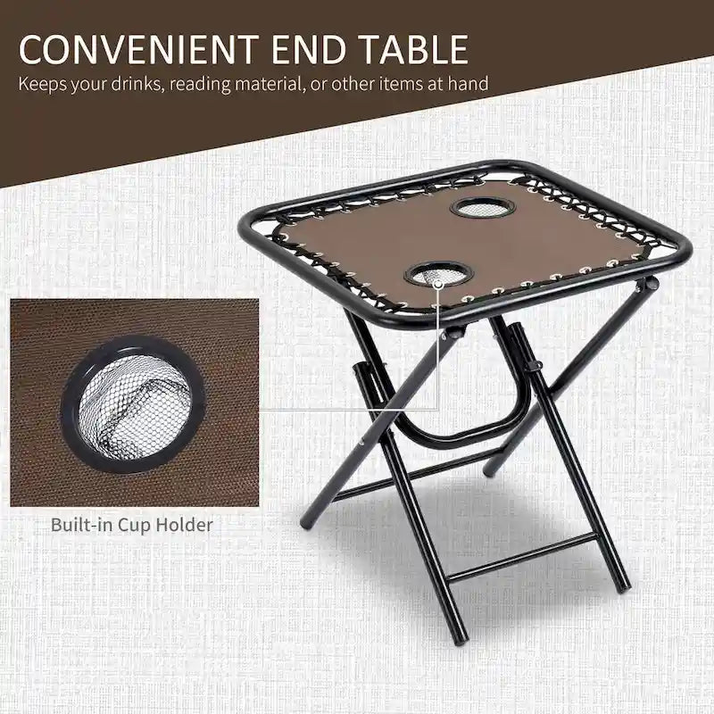 Ensemble fauteuil Gravity avec table d'appoint, fauteuil inclinable pliant avec porte-gobelets et coussins, chaise longue réglable
