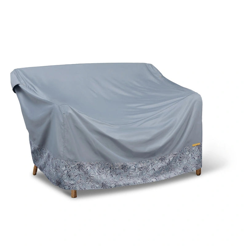 Vera Bradley by Classic Accessories Water-Resistant Patio Loveseat Cover, 58 x 33 x 32 Inch, Rain Forest Toile Gray