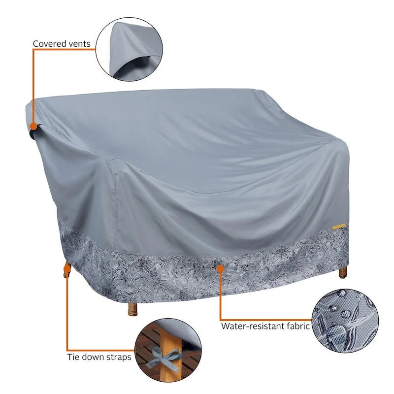 Housse de canapé deux places imperméable Vera Bradley par Classic Accessories, 147 x 84 x 81 cm, motif Toile Forêt Tropicale Gris