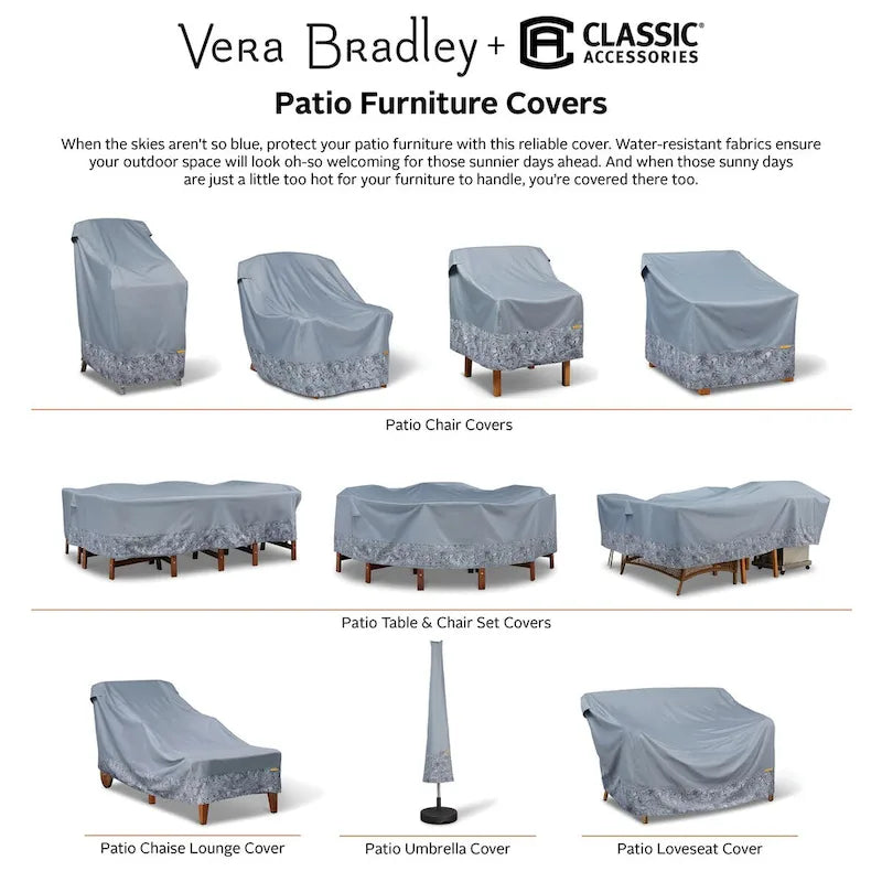 Housse de canapé deux places imperméable Vera Bradley par Classic Accessories, 147 x 84 x 81 cm, motif Toile Forêt Tropicale Gris