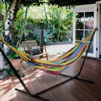 72 Hamac brésilien double tissé à rayures jaunes et bleues - 73