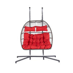 Fauteuil suspendu d'extérieur en rotin pour 2 personnes, style œuf, pour terrasse.