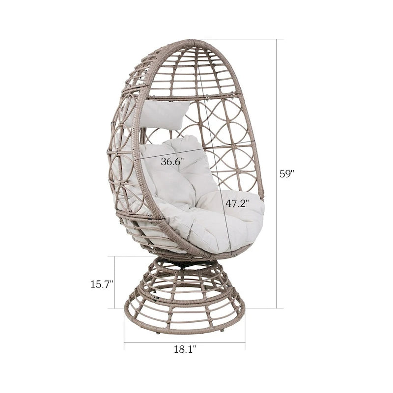 Fauteuil œuf en osier, panier nid, chaise longue d'intérieur/extérieur pour terrasse