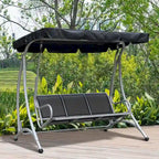 3-Seat Outdoor Canopy Swing with Stand, Adjustable Shade, Steel Frame