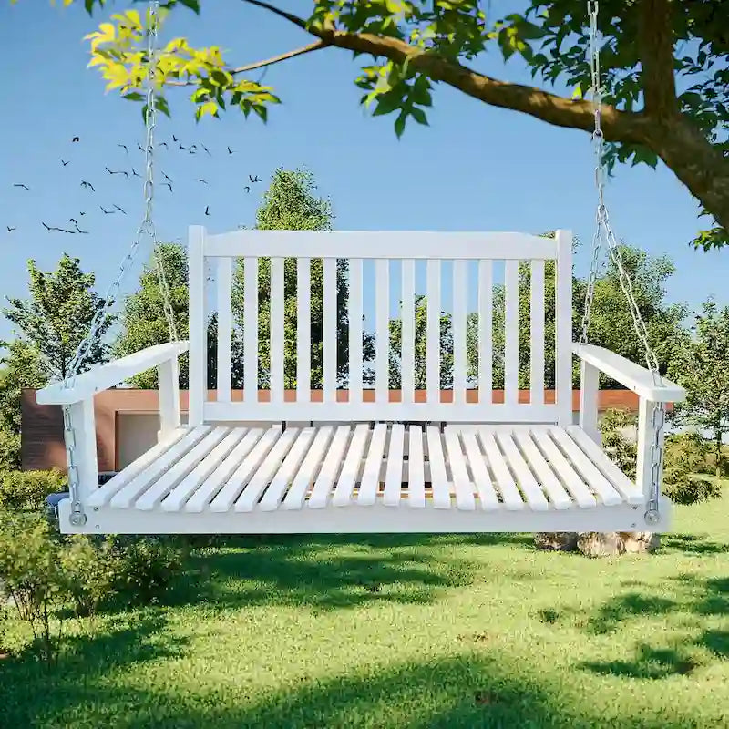 Front Porch Swing with Armrests,Wood Bench Swing with Hanging Chains,for Outdoor Patio,Garden Yard,porch,backyard