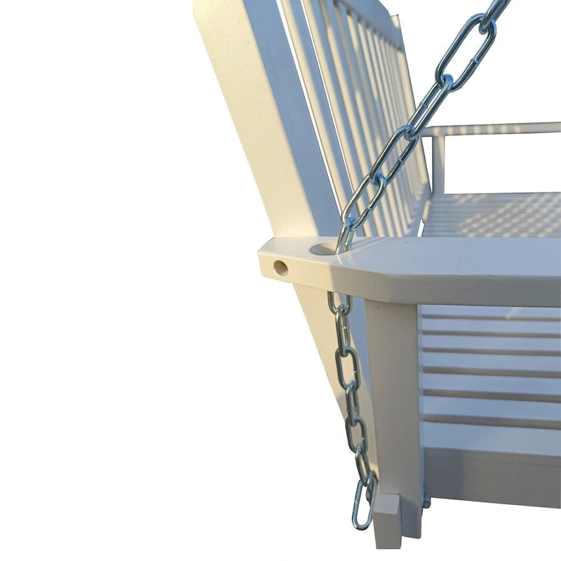 Balançoire de porche avec accoudoirs, banc-balançoire en bois avec chaînes de suspension, pour terrasse, jardin, porche, cour arrière