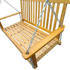 Balançoire de porche avec accoudoirs, banc-balançoire en bois avec chaînes de suspension, pour terrasse, jardin, porche, cour arrière