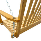Balançoire de porche avec accoudoirs, banc-balançoire en bois avec chaînes de suspension, pour terrasse, jardin, porche, cour arrière