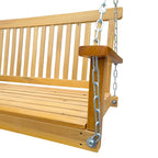 Balançoire de porche avec accoudoirs, banc-balançoire en bois avec chaînes de suspension, pour terrasse, jardin, porche, cour arrière