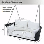 Fauteuil suspendu en rotin tressé pour 2 personnes avec cordes pour véranda