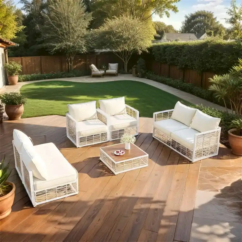 Ensemble de canapés d'angle pour patio, ensemble de mobilier de jardin, 7 pièces