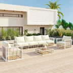 Ensemble de canapés d'angle pour patio, ensemble de mobilier de jardin, 7 pièces