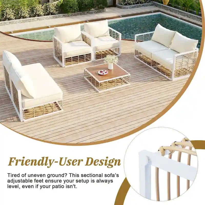 Ensemble de canapés d'angle pour patio, ensemble de mobilier de jardin, 7 pièces