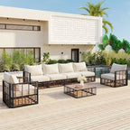 Ensemble de canapés d'angle pour patio, ensemble de mobilier de jardin, 7 pièces