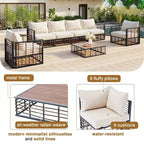 Ensemble de canapés d'angle pour patio, ensemble de mobilier de jardin, 7 pièces