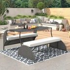 Ensemble canapé deux places et table à manger convertible pour jardin
