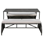 Ensemble canapé deux places et table à manger convertible pour jardin