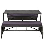 Ensemble canapé deux places et table à manger convertible pour jardin