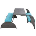 Ensemble canapé deux places et table à manger convertible pour jardin