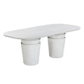 Table de salle à manger ovale Margot gris clair imitation plâtre, en béton, 83 cm, pour intérieur/extérieur