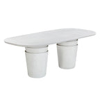 Table de salle à manger ovale Margot gris clair imitation plâtre, en béton, 83 cm, pour intérieur/extérieur