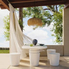Table de salle à manger ovale Margot gris clair imitation plâtre, en béton, 83 cm, pour intérieur/extérieur