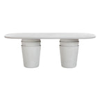 Table de salle à manger ovale Margot gris clair imitation plâtre, en béton, 83 cm, pour intérieur/extérieur