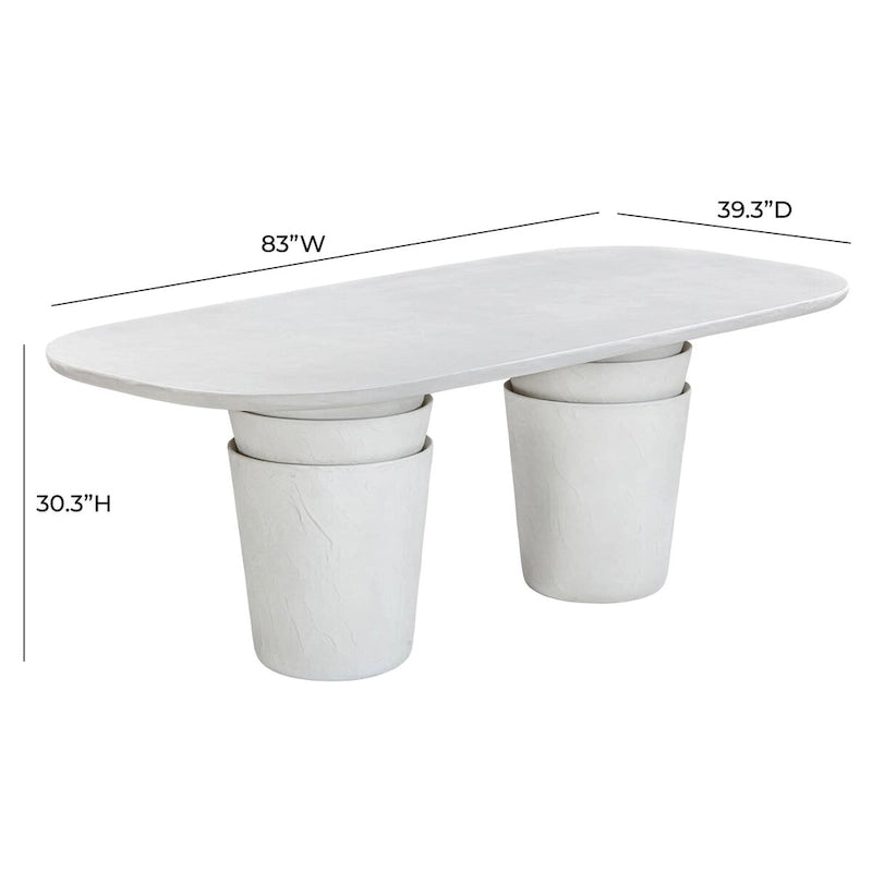 Table de salle à manger ovale Margot gris clair imitation plâtre, en béton, 83 cm, pour intérieur/extérieur