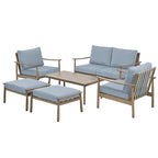 6-Piece Aluminum Patio Conversation Set, 2-Seat Outdoor Couch with Coffee Table and Cushions