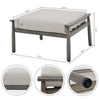 Ensemble de conversation de patio en aluminium 6 pièces, canapé d'extérieur 2 places avec table basse et coussins