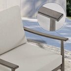 Ensemble de conversation de patio en aluminium 6 pièces, canapé d'extérieur 2 places avec table basse et coussins