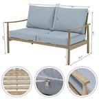 Ensemble de conversation de patio en aluminium 6 pièces, canapé d'extérieur 2 places avec table basse et coussins