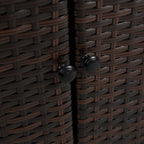 Chariot de bar d'extérieur en osier, chariot de service à vin de terrasse à roulettes, comptoir de bar à boissons en rotin roulant avec plateau en verre